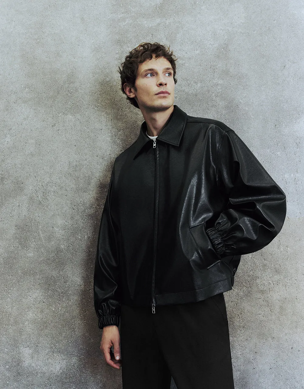 Zipper Front Vegan Leather Jacket sold by Urban Revivo product image thumbnail 3