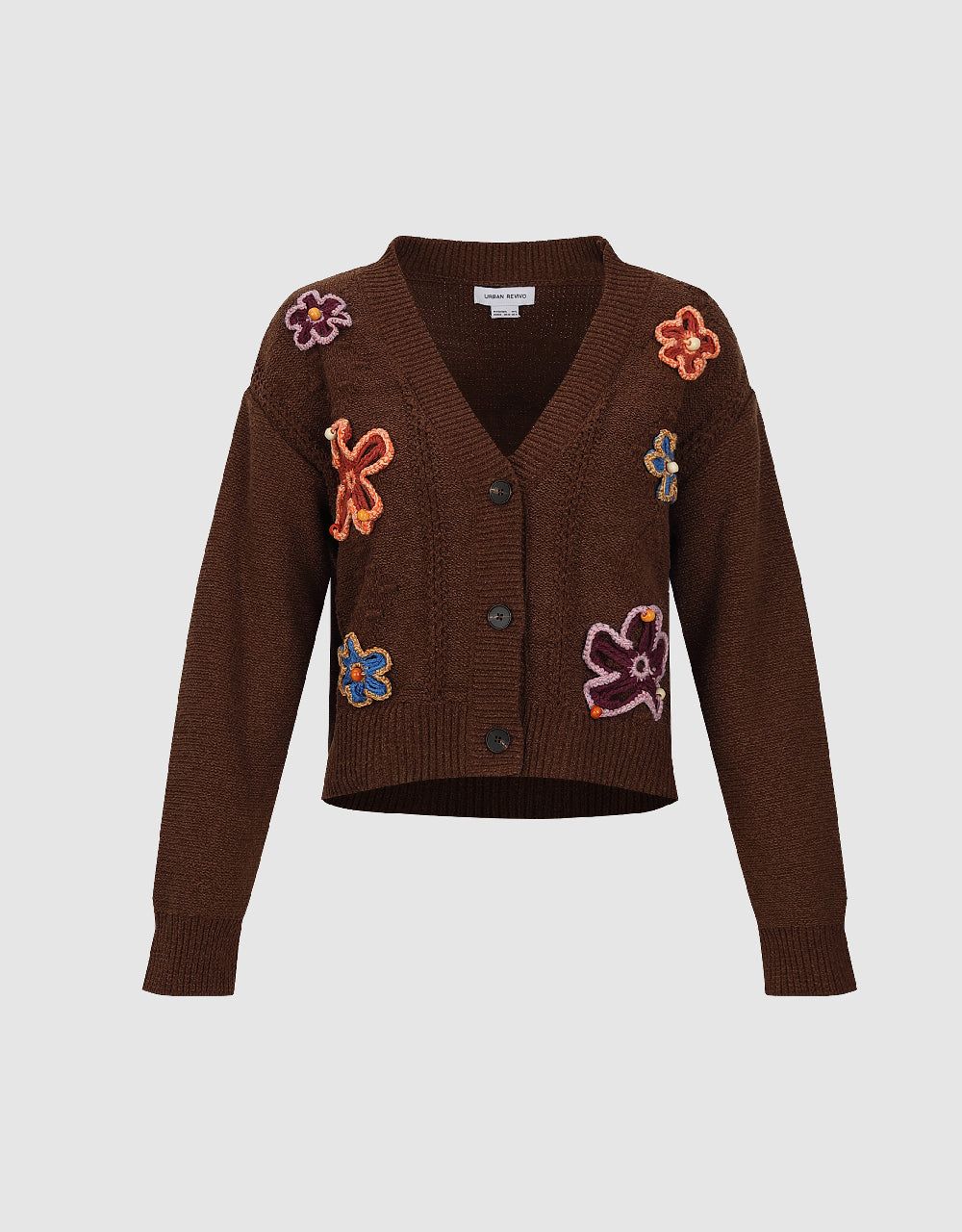 Flower Embroidered V-Neck Knitted Cardigan sold by Urban Revivo product image thumbnail 2