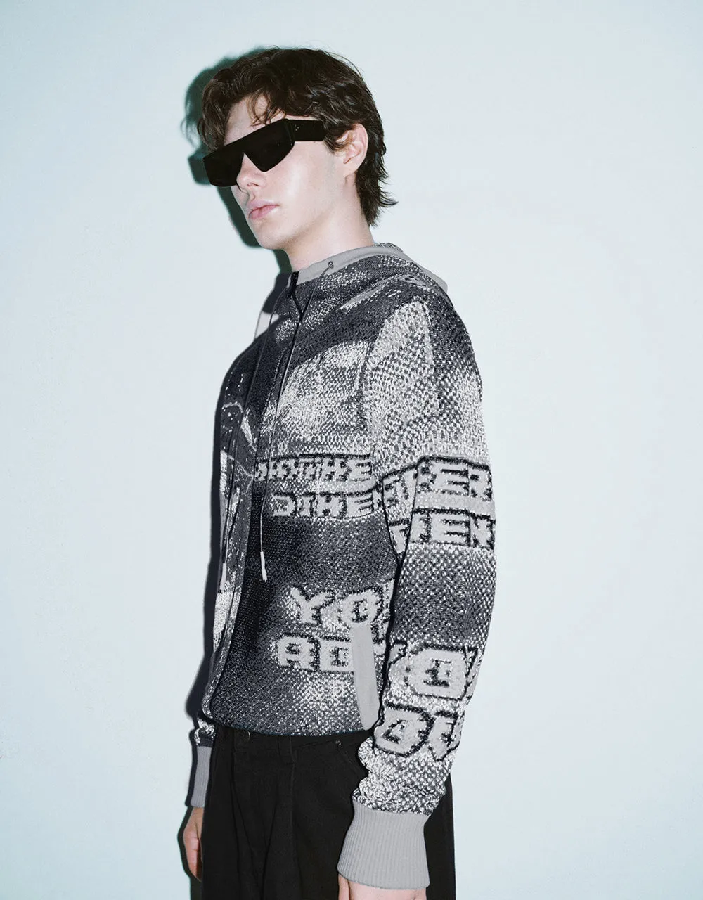 Printed Zipper Front Knitted Cardigan sold by Urban Revivo product image thumbnail 3