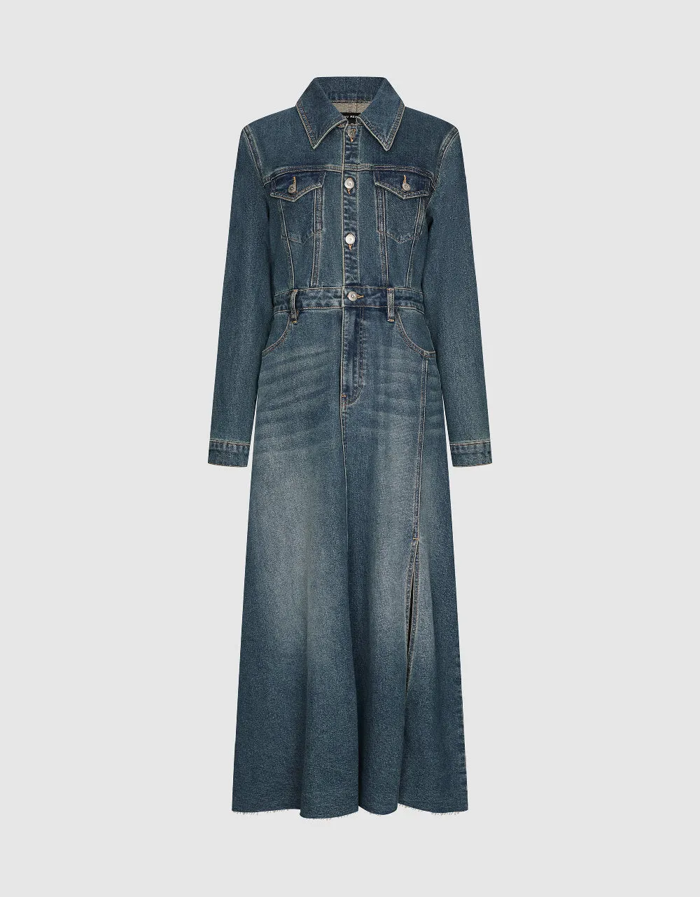 Split Hem Lapel Denim Dress sold by Urban Revivo product image thumbnail 2
