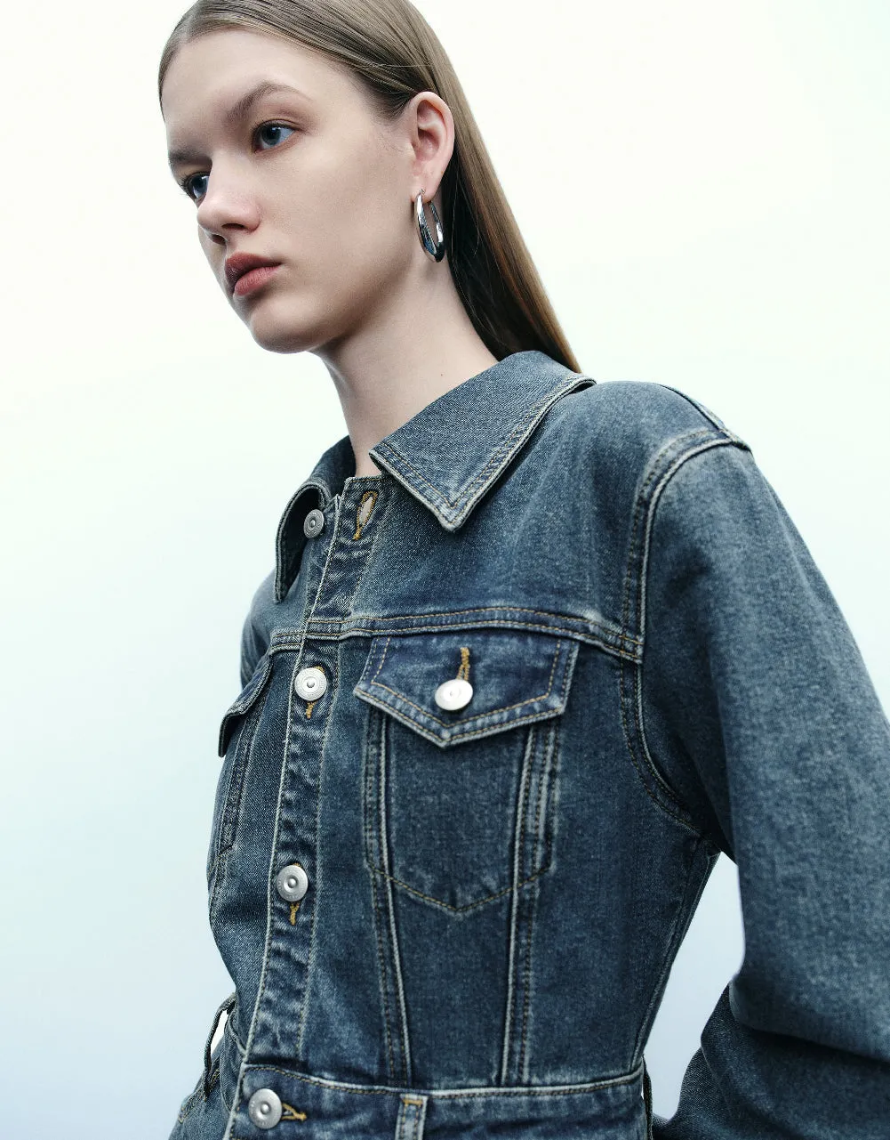 Split Hem Lapel Denim Dress sold by Urban Revivo product image thumbnail 5