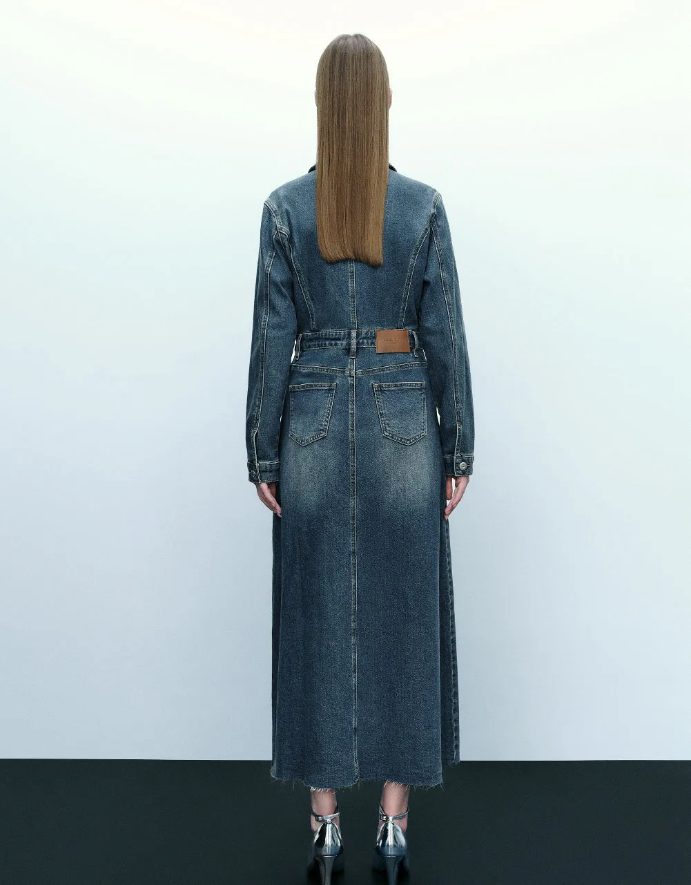 Split Hem Lapel Denim Dress sold by Urban Revivo product image thumbnail 4