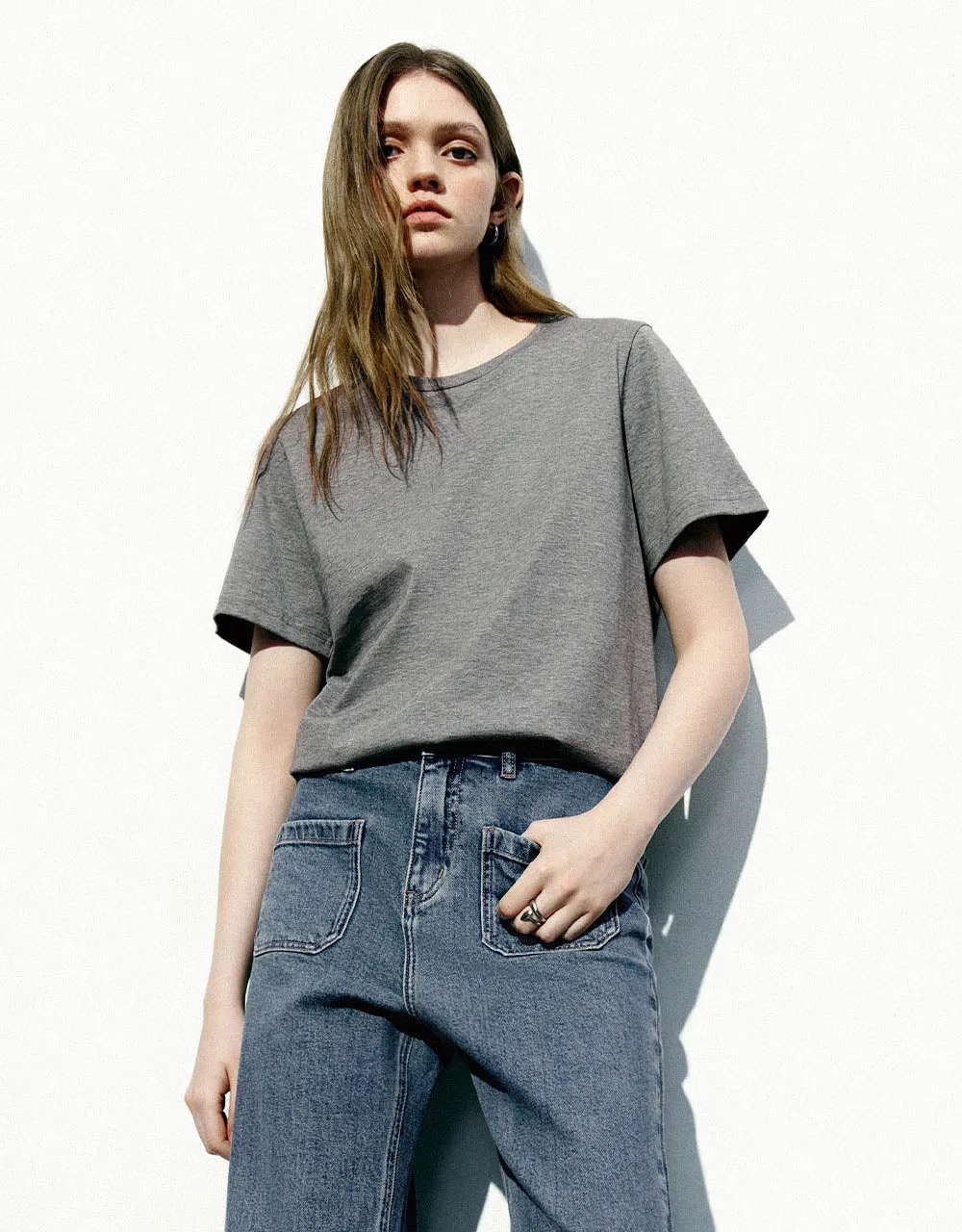 Crew Neck Straight T-Shirt sold by Urban Revivo