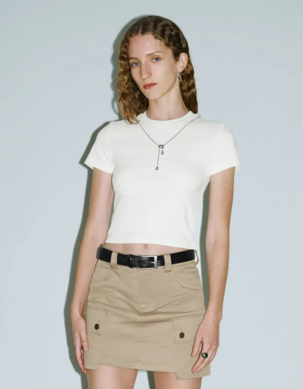 Crew Neck Skinny T-Shirt With Necklace sold by Urban Revivo