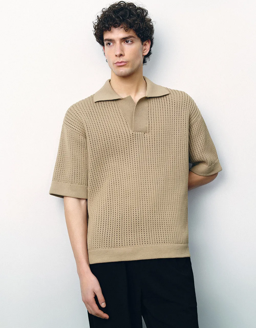 Drop Shoulder Sleeve Knitted T-Shirt sold by Urban Revivo