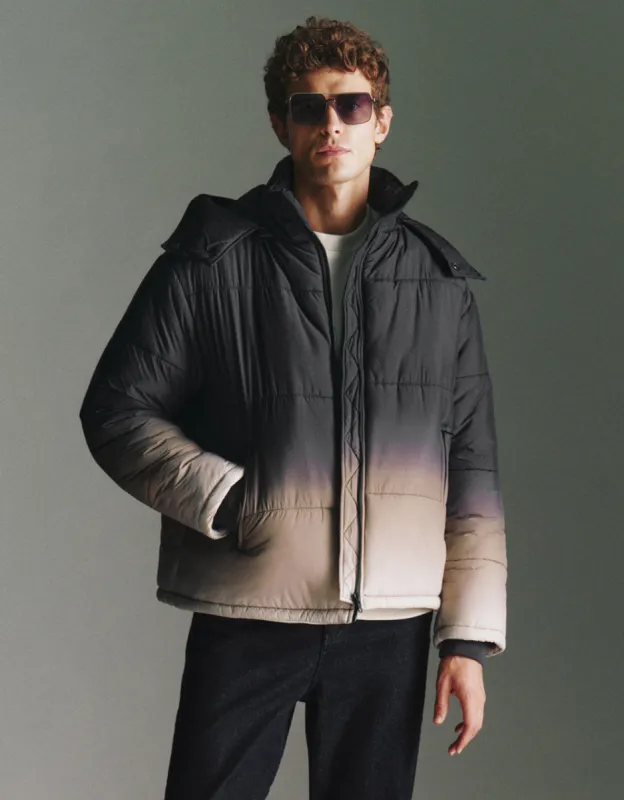 Hooded Gradient Padded Coat sold by Urban Revivo