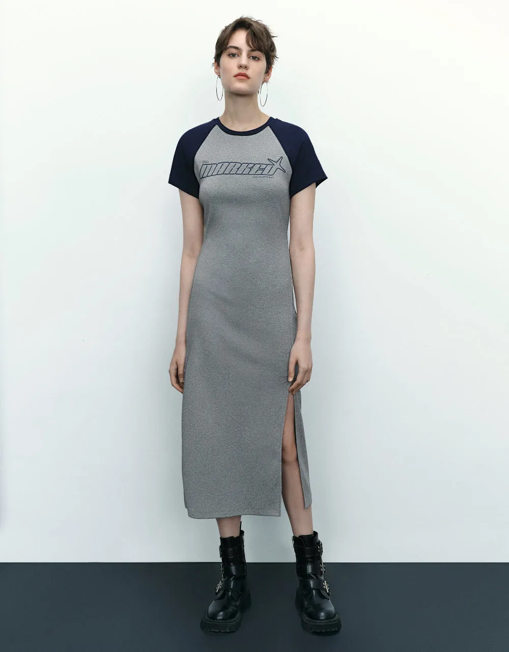 Letter Printed Crew Neck Straight Dress sold by Urban Revivo