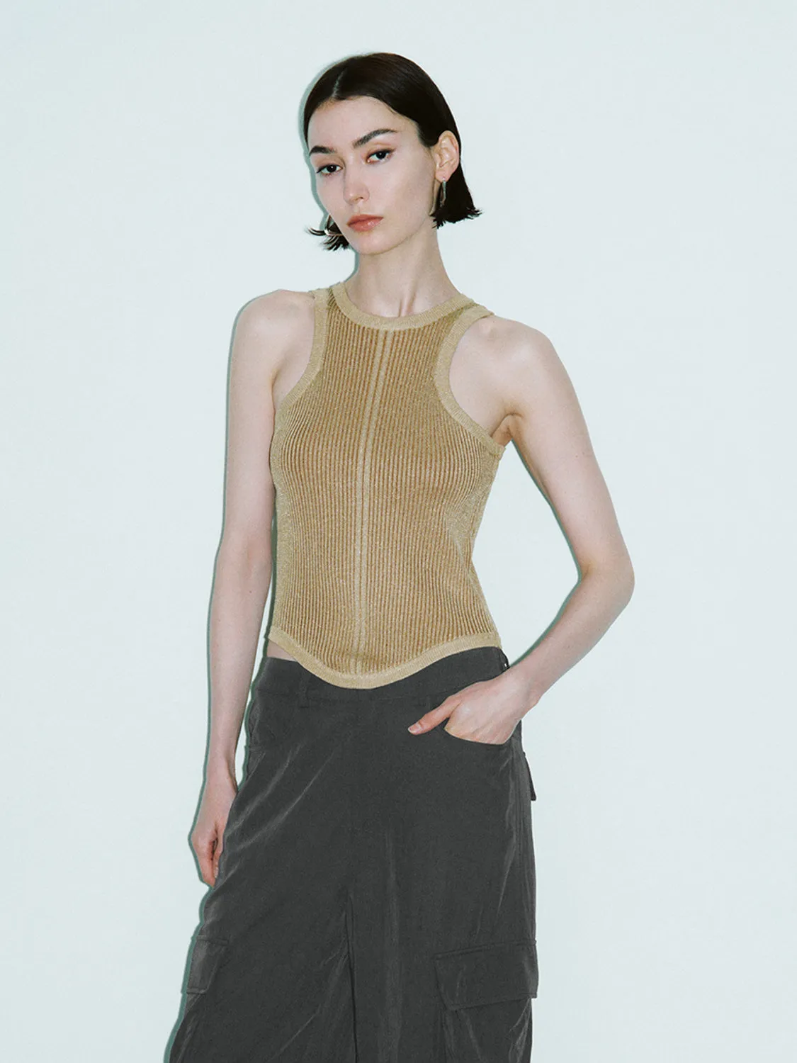 Crew Neck Knitted Tank Top sold by Urban Revivo product image thumbnail 4