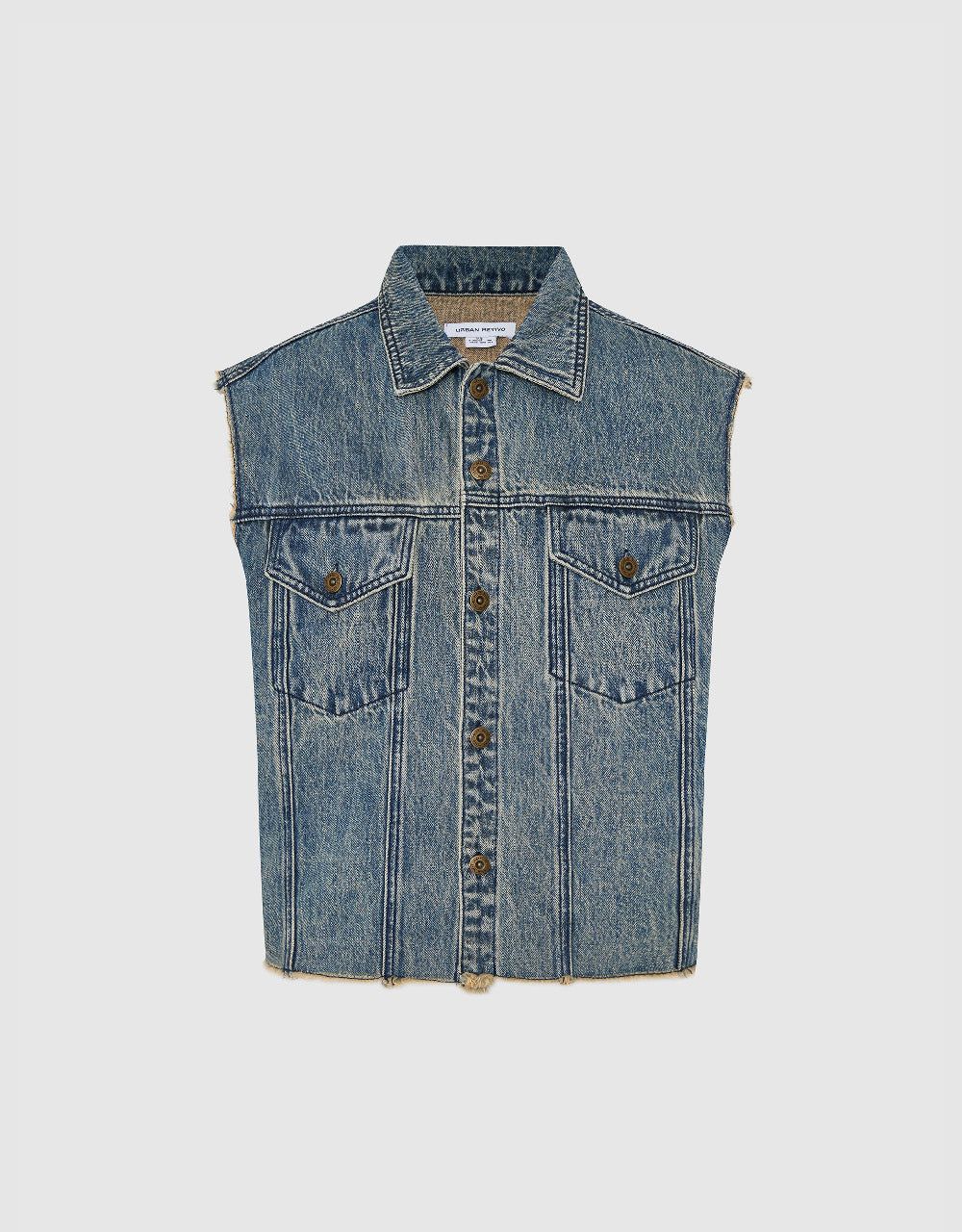 Raw Hem Denim Waistcoat sold by Urban Revivo product image thumbnail 2