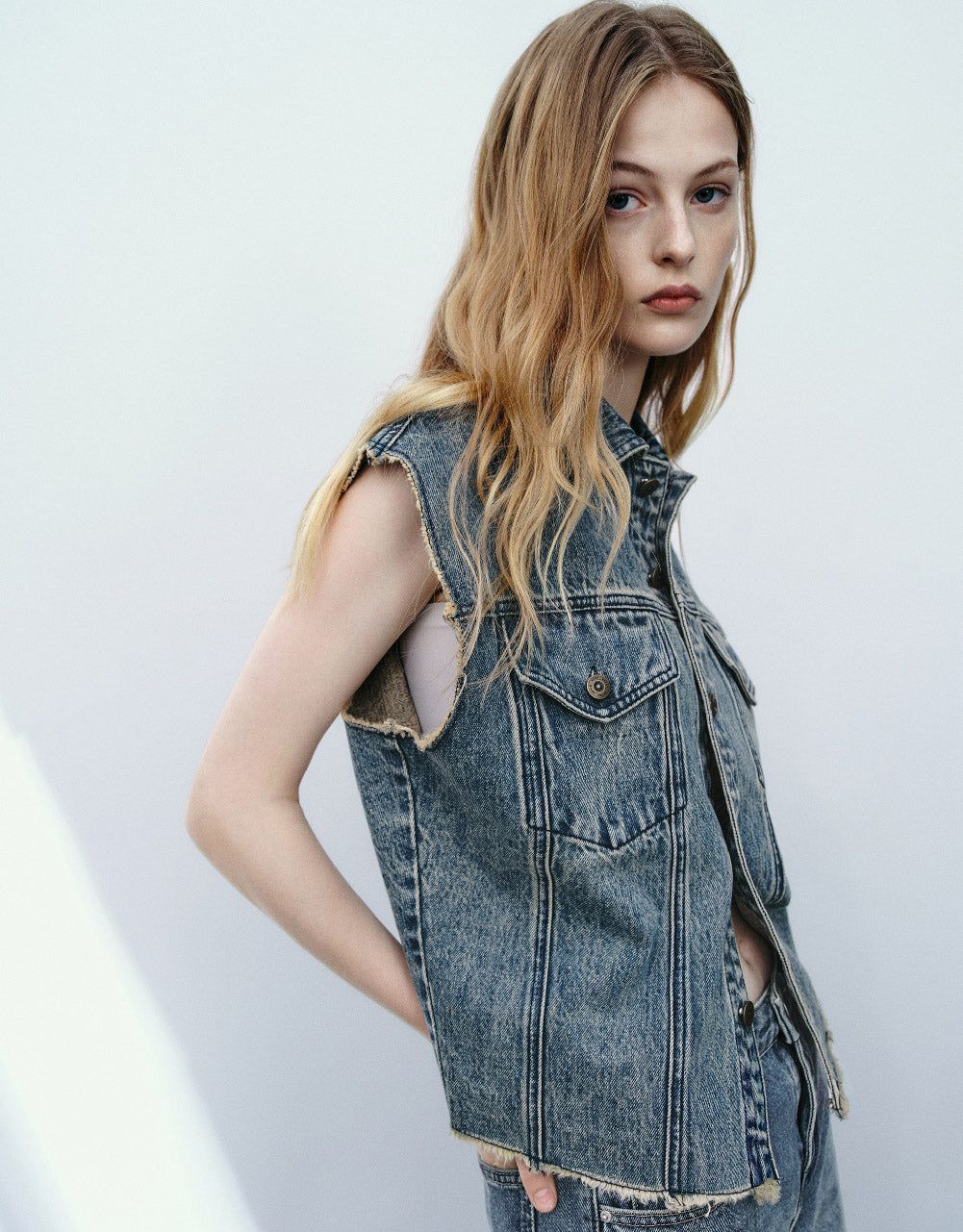 Raw Hem Denim Waistcoat sold by Urban Revivo product image thumbnail 5