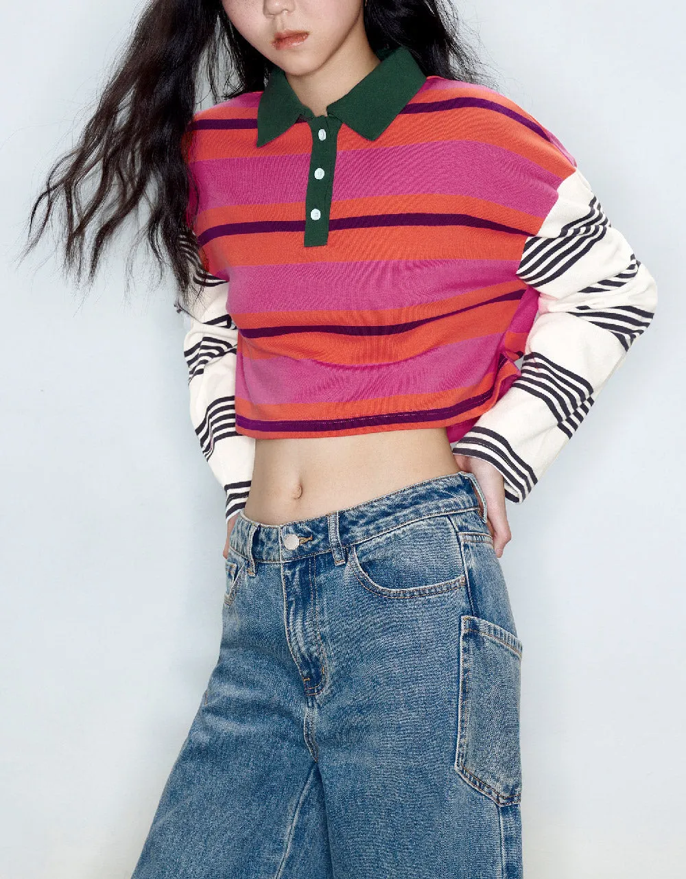 Striped Loose Polo T-Shirt sold by Urban Revivo product image thumbnail 2