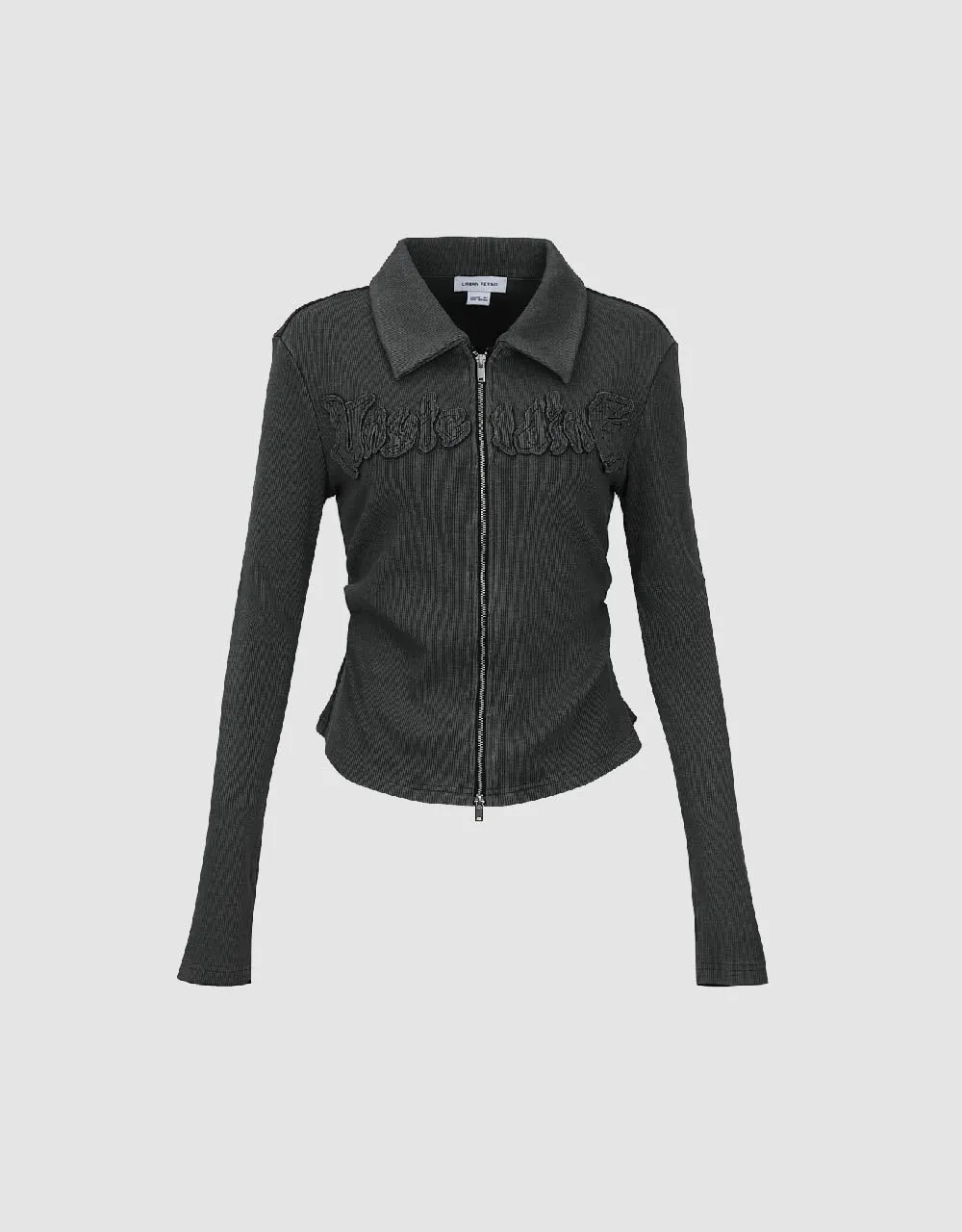 Zipper Front Embossed Lapel Shirt sold by Urban Revivo product image thumbnail 2