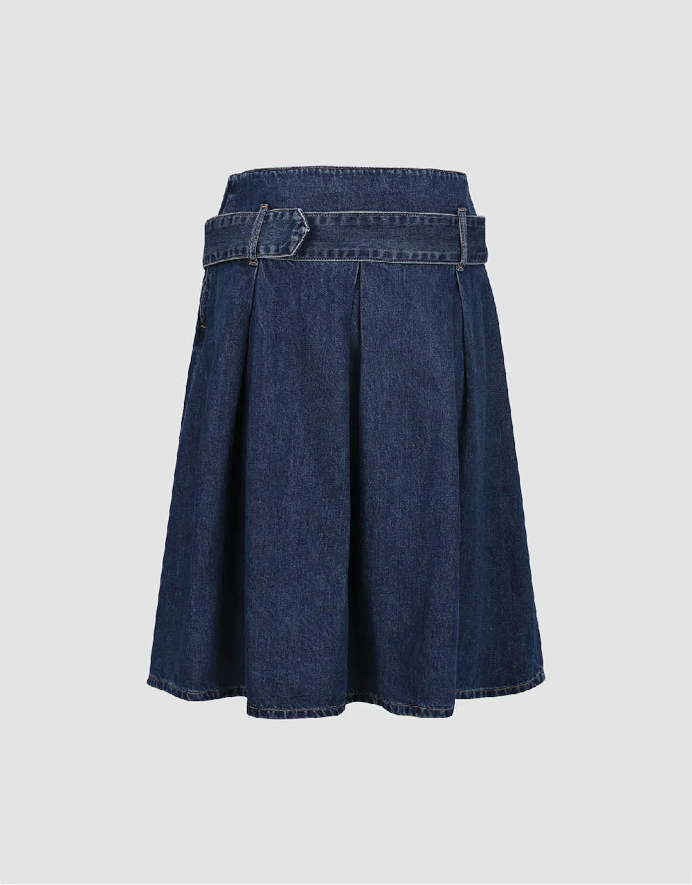 Pleated Midi A-Line Denim Skirt sold by Urban Revivo product image thumbnail 3