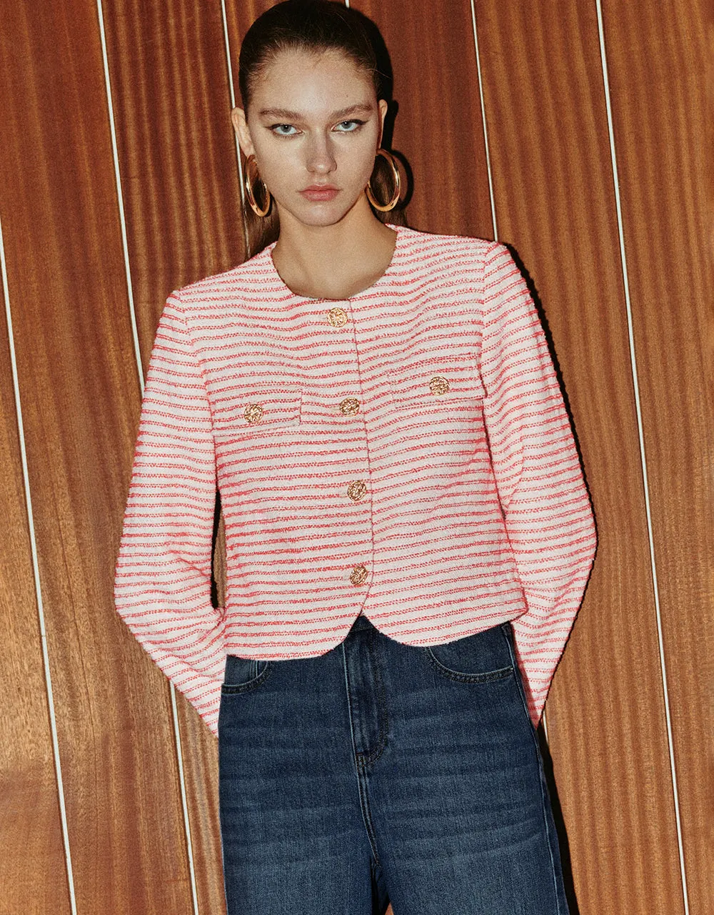 Crew Neck Denim Jacket sold by Urban Revivo