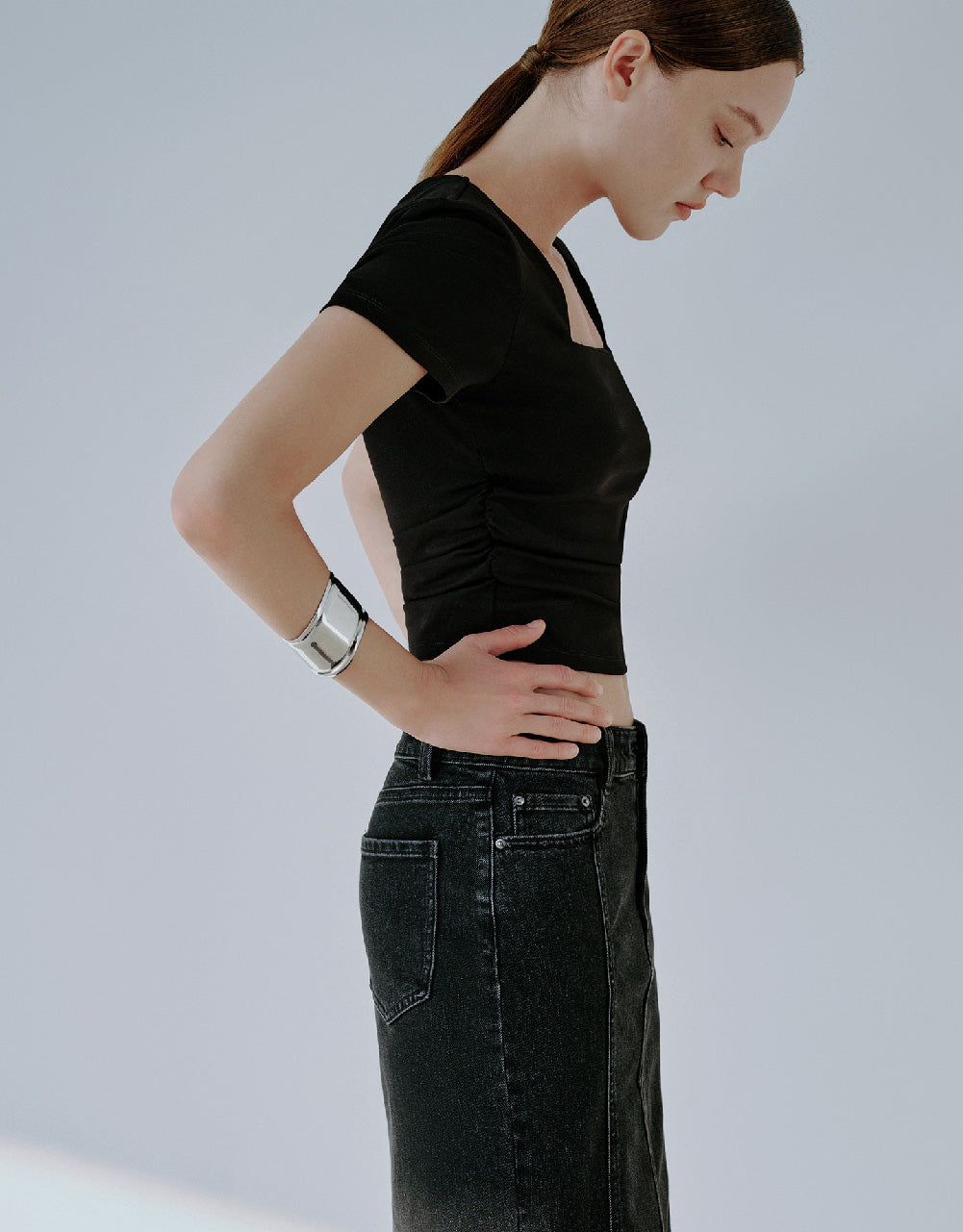 Square-cut Collar Skinny T-Shirt sold by Urban Revivo product image thumbnail 3