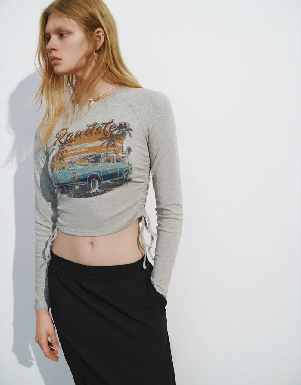 Printed Crew Neck Skinny T-Shirt sold by Urban Revivo product image thumbnail 3