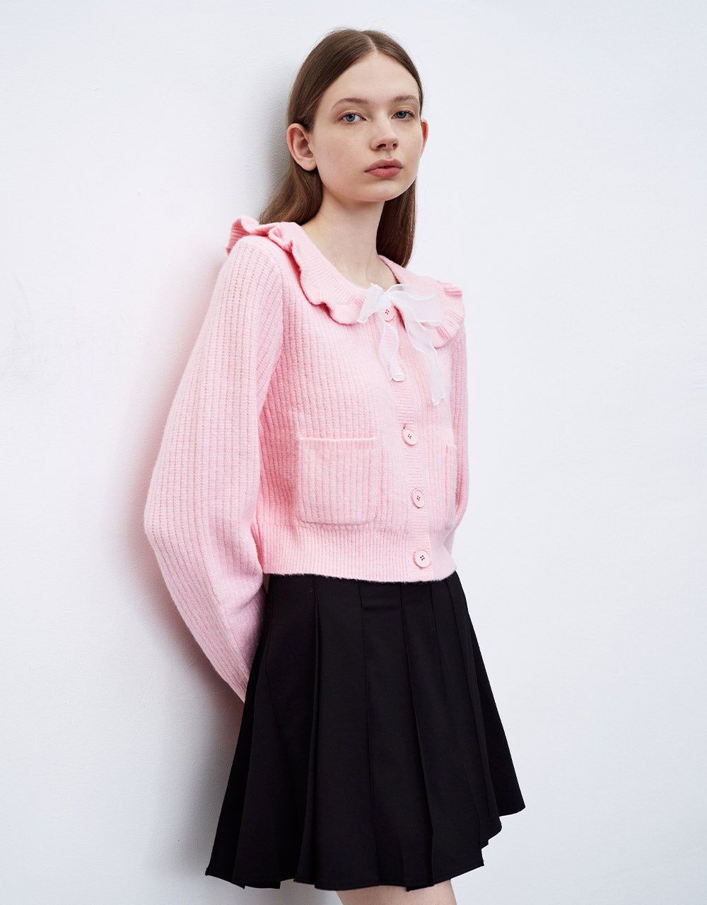 Tie Front Ruffled Cardigan sold by Urban Revivo