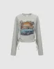 Printed Crew Neck Skinny T-Shirt sold by Urban Revivo