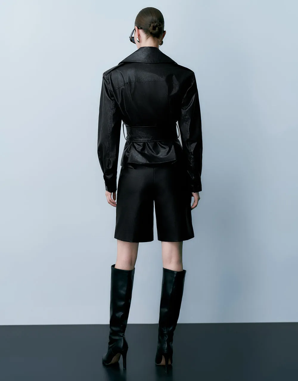 Vegan Leather Jacket With Belt sold by Urban Revivo product image thumbnail 3