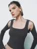 Cut-Out Skinny Knitted T-Shirt sold by Urban Revivo