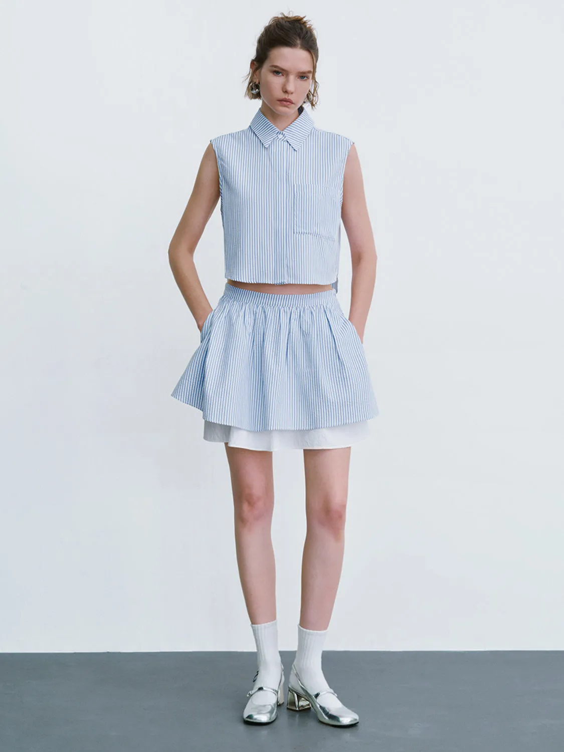 Striped Sleeveless Straight Shirt sold by Urban Revivo product image thumbnail 5