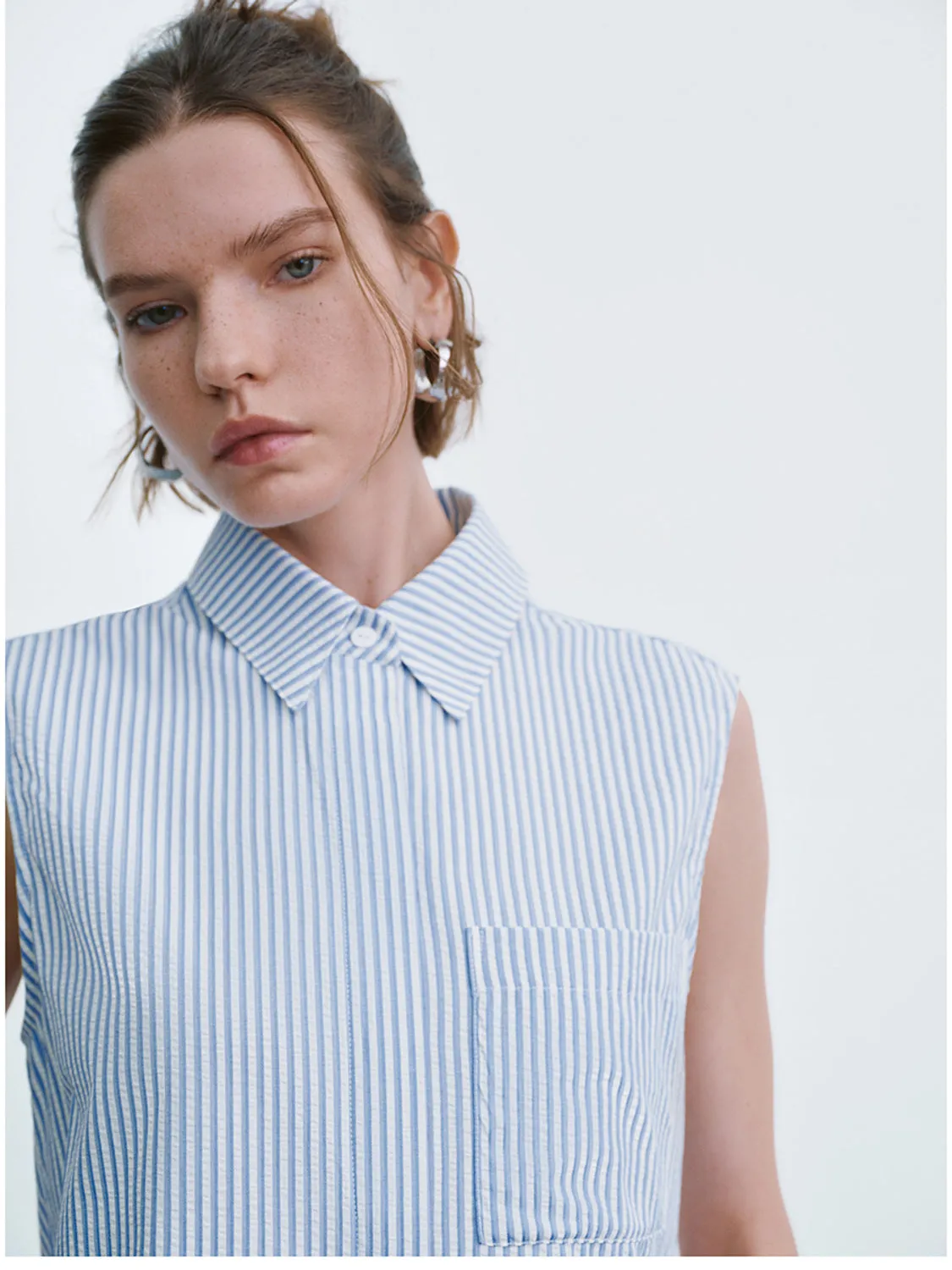 Striped Sleeveless Straight Shirt sold by Urban Revivo product image thumbnail 4