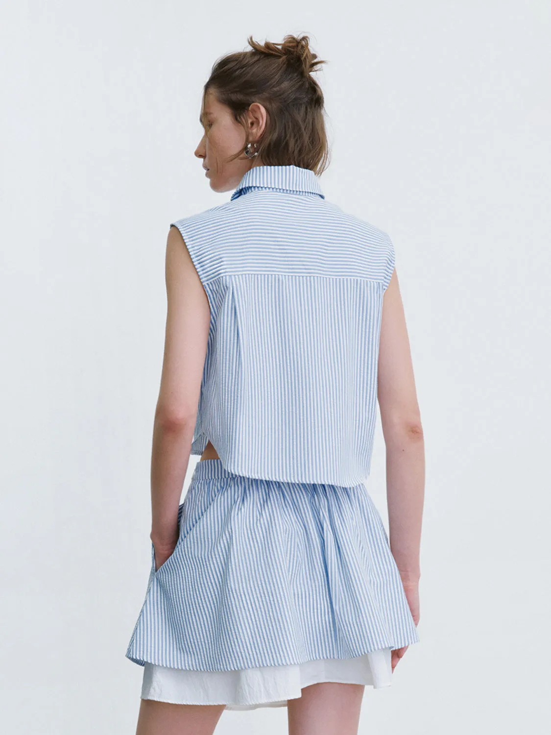 Striped Sleeveless Straight Shirt sold by Urban Revivo product image thumbnail 3