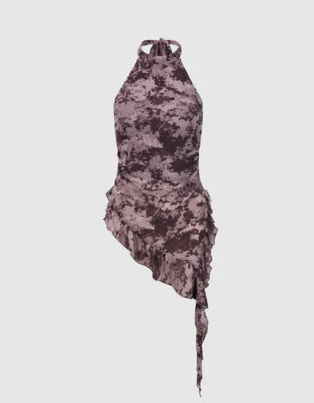 Camouflage Halter Neck Knitted Tank Top sold by Urban Revivo
