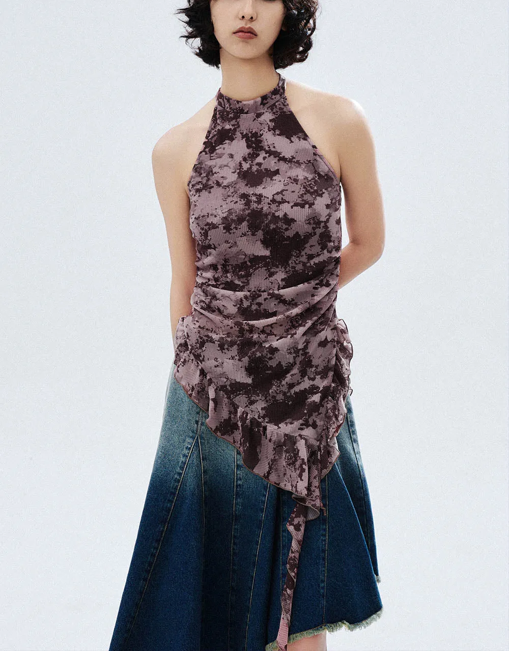 Camouflage Halter Neck Knitted Tank Top sold by Urban Revivo product image thumbnail 2