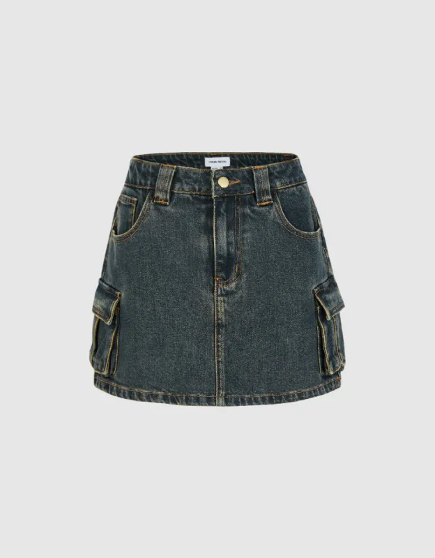 Mini Straight Denim Skirt sold by Urban Revivo