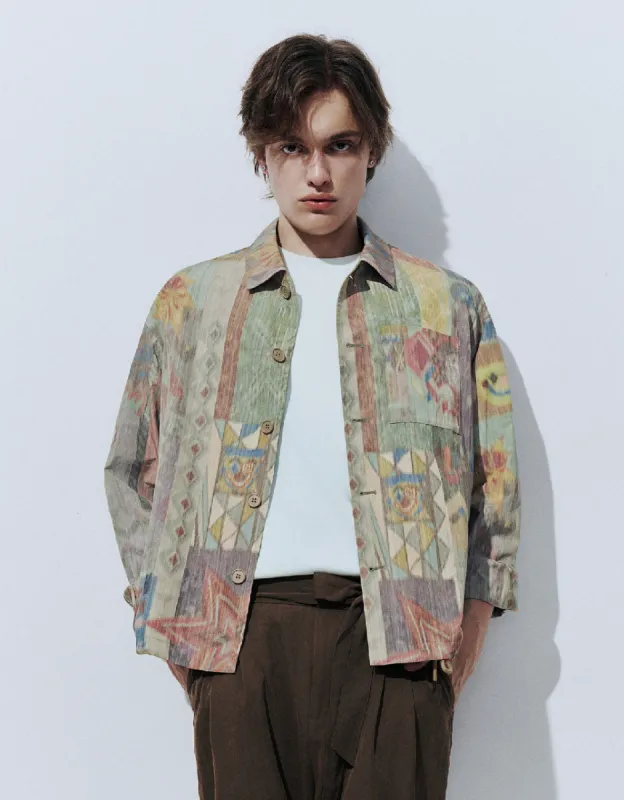 Printed Button Up Jacket sold by Urban Revivo
