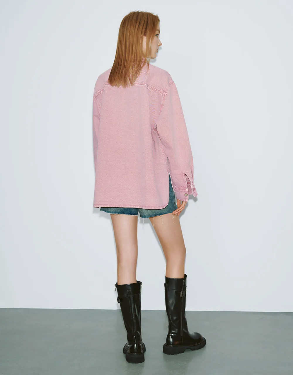 Button Up Straight Denim Shirt sold by Urban Revivo product image thumbnail 5