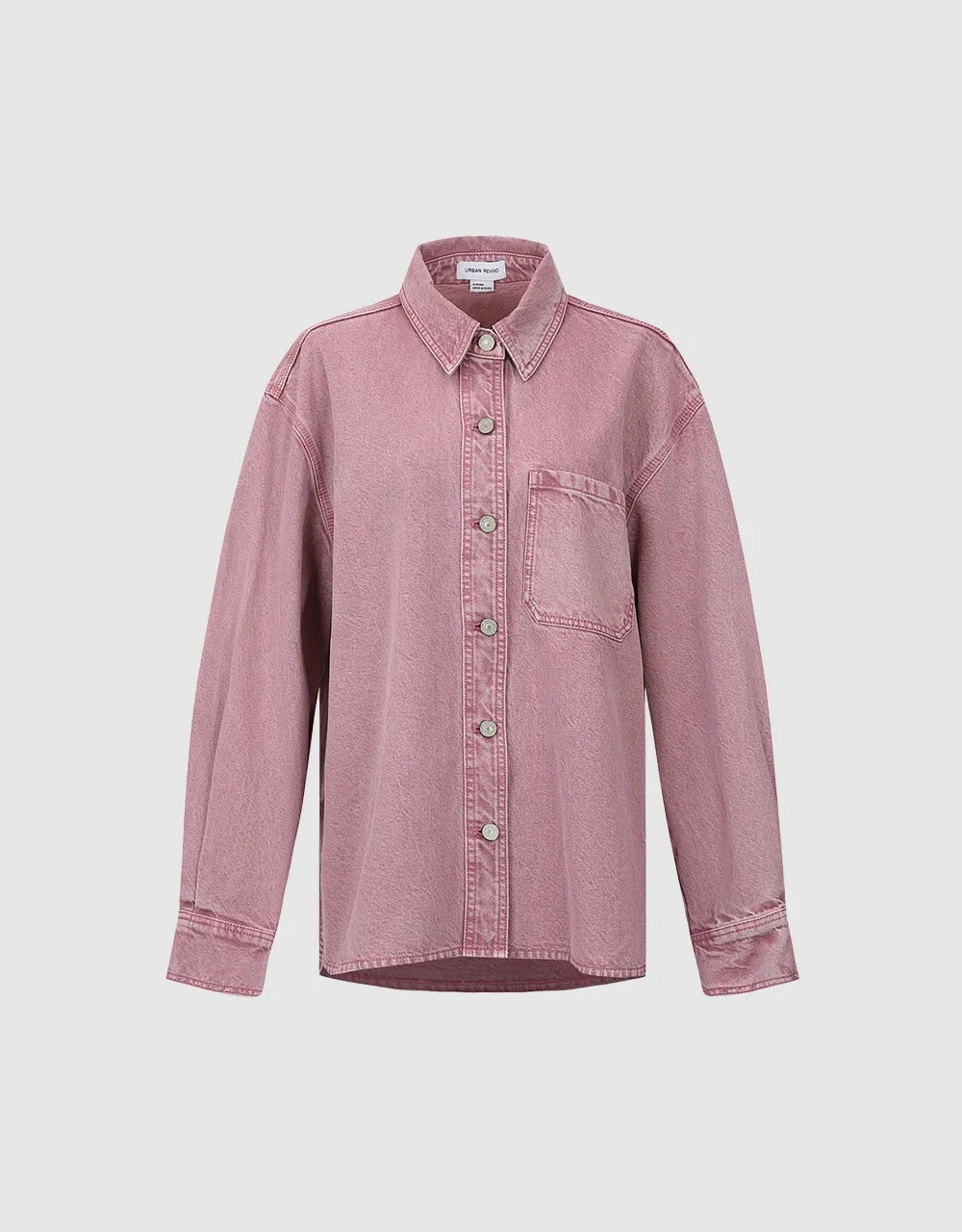 Button Up Straight Denim Shirt sold by Urban Revivo product image thumbnail 2