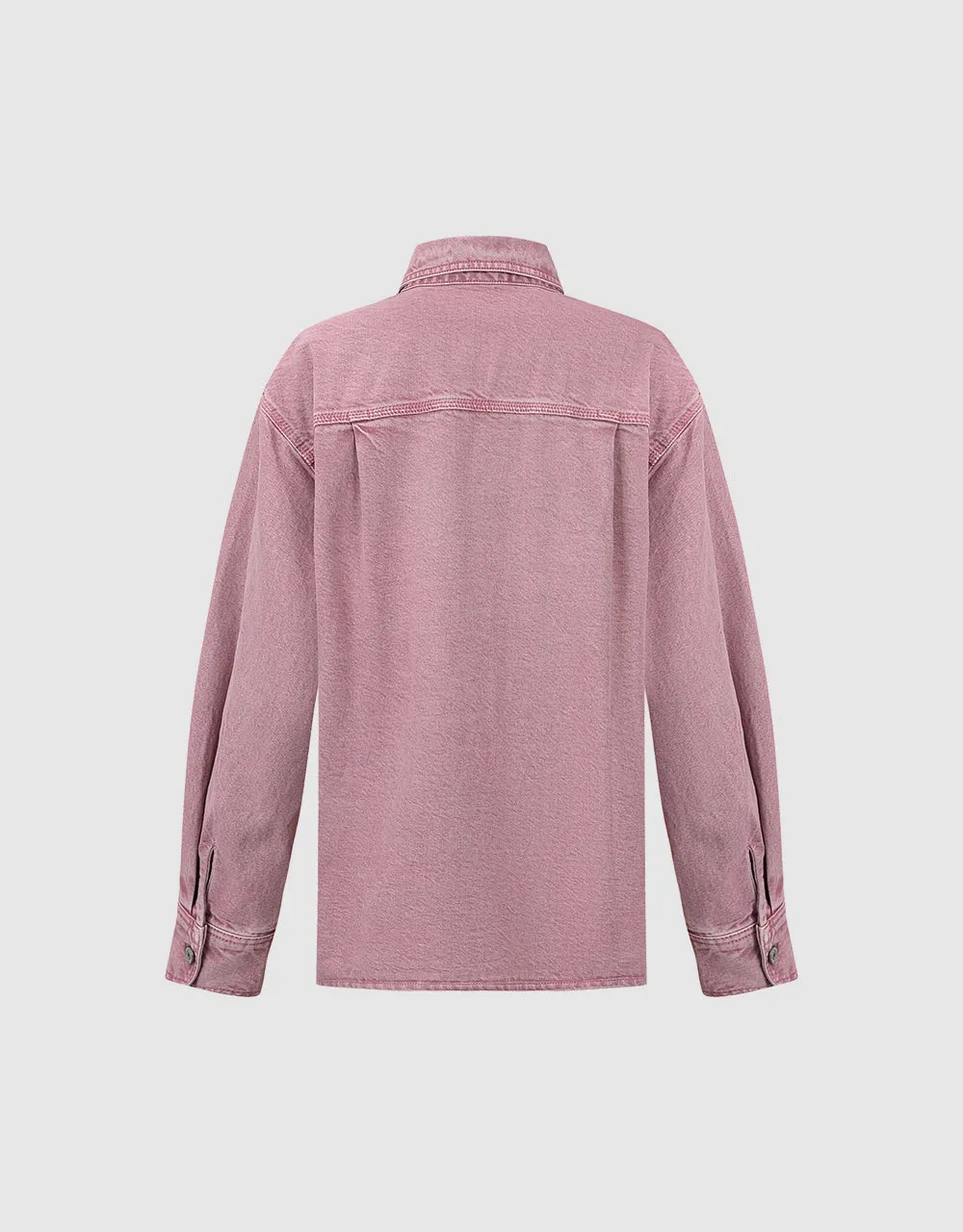 Button Up Straight Denim Shirt sold by Urban Revivo product image thumbnail 4