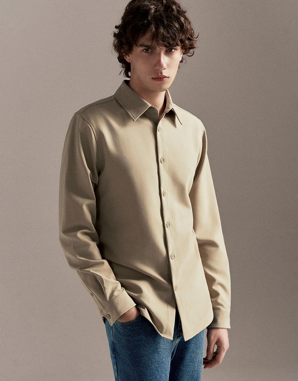 Button Up Straight Shirt sold by Urban Revivo