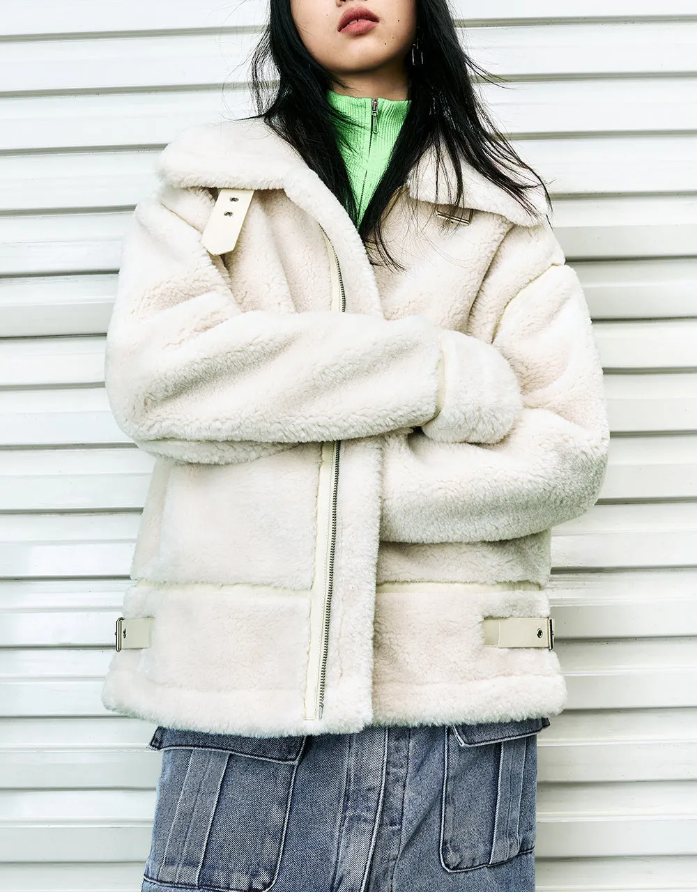 Zipper Front Furry Jacket sold by Urban Revivo product image thumbnail 2