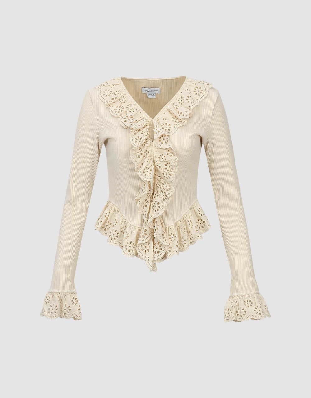 Ruffle V-Neck Skinny T-Shirt sold by Urban Revivo product image thumbnail 2