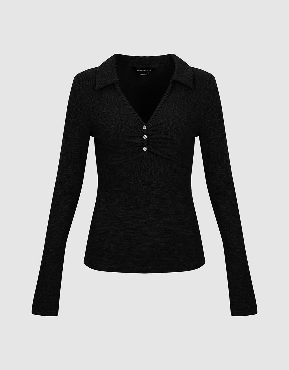 Lapel Straight Knitted T-Shirt sold by Urban Revivo product image thumbnail 2