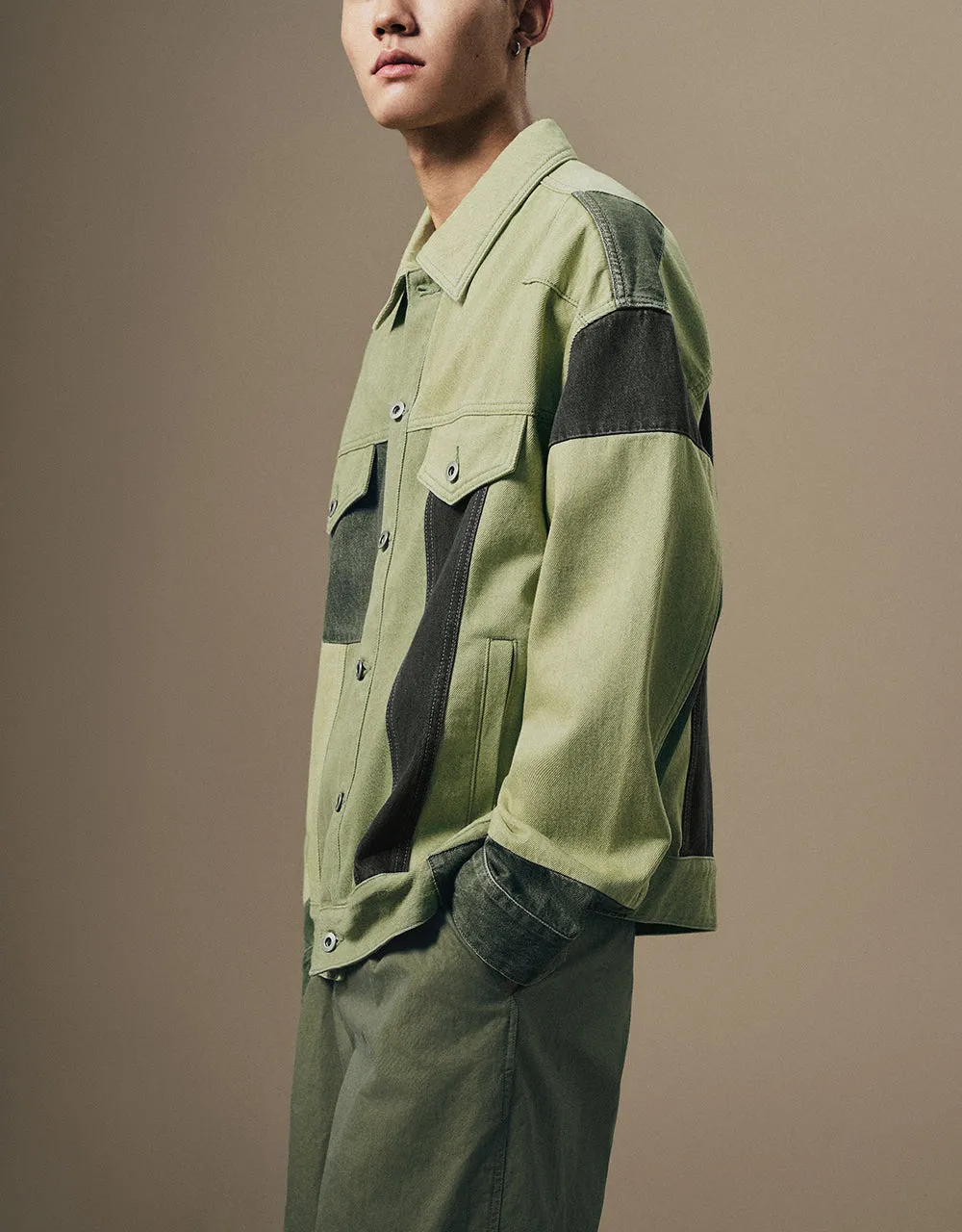 Two Toned Button Up Denim Jacket sold by Urban Revivo product image thumbnail 3