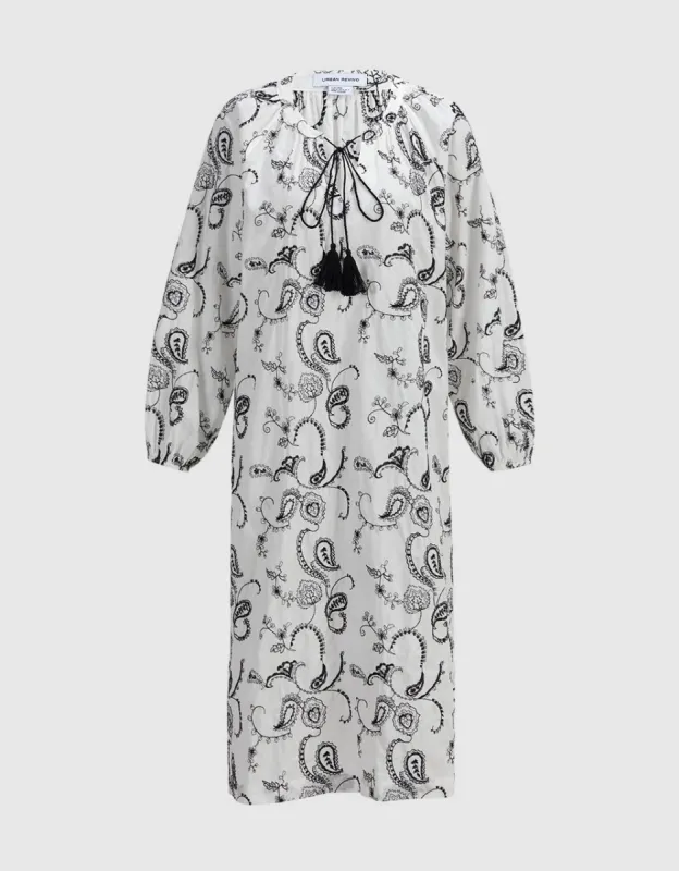 Paisley Split Hem Midi Dress sold by Urban Revivo