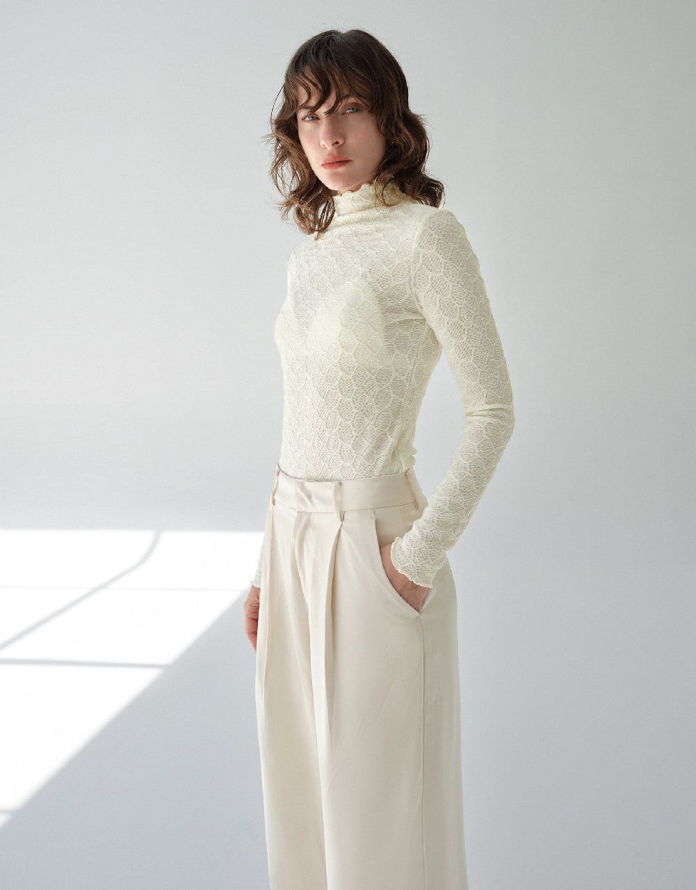 Stand Collar Skinny T-Shirt sold by Urban Revivo product image thumbnail 3