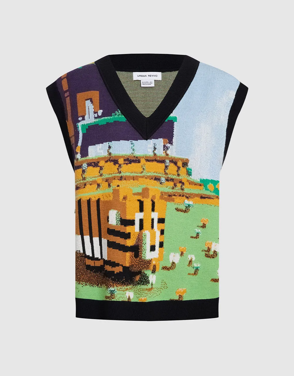 Jacquard V Neck Sweater Vest sold by Urban Revivo