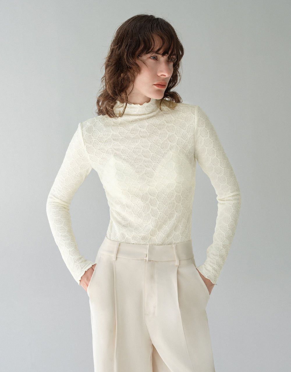 Stand Collar Skinny T-Shirt sold by Urban Revivo