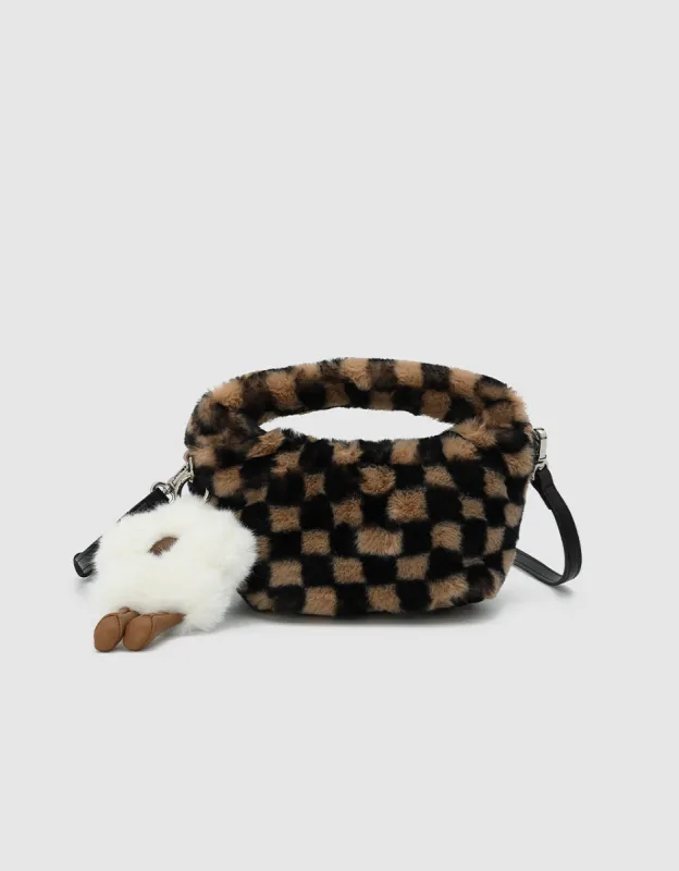 Fluffy Checkered Shoulder Bag sold by Urban Revivo