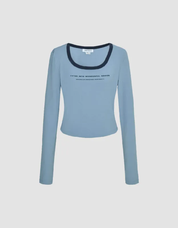 Letter Printed U Neck Knitted T-Shirt sold by Urban Revivo