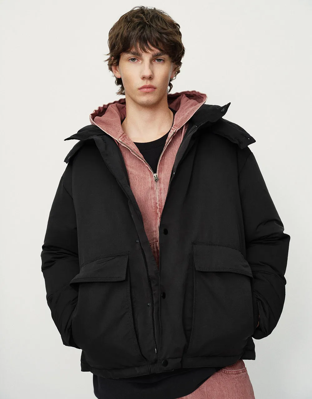 Hooded Stand Collar Down Jacket sold by Urban Revivo