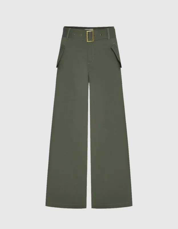 Wide-Leg Pants With Belt sold by Urban Revivo