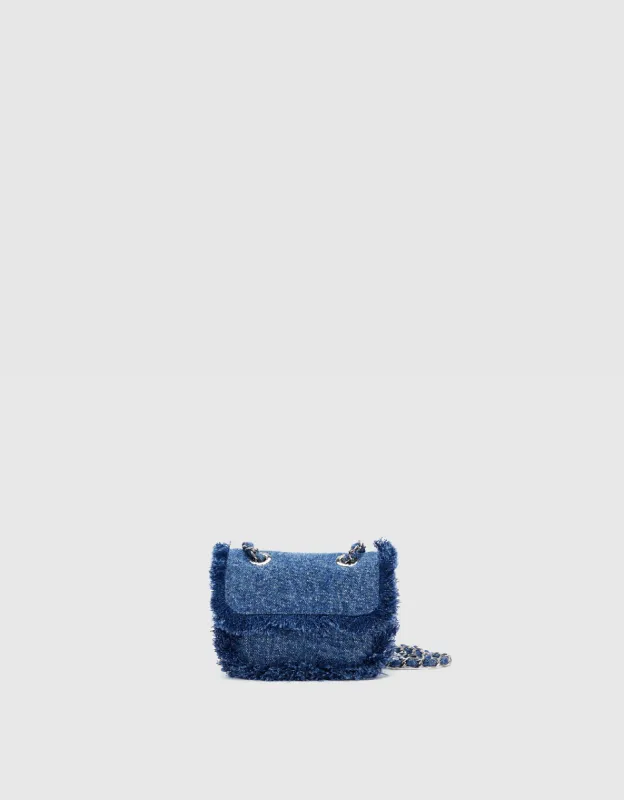 Fuzzy Trim Denim Shoulder Bag made by Urban Revivo