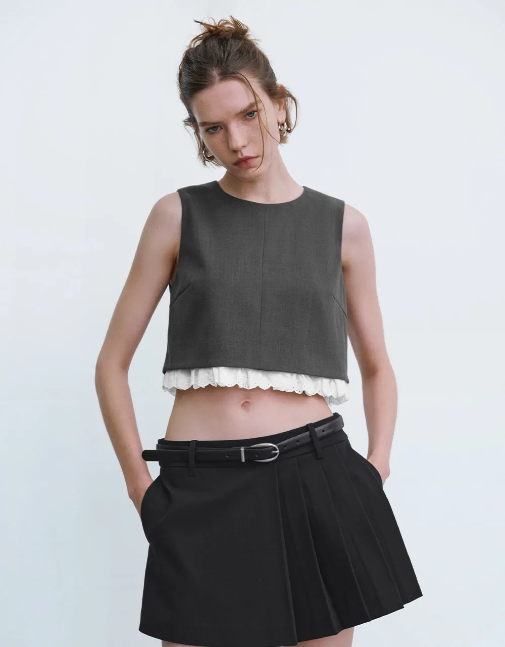 Sleeveless Two Toned Crew Neck Blouse sold by Urban Revivo