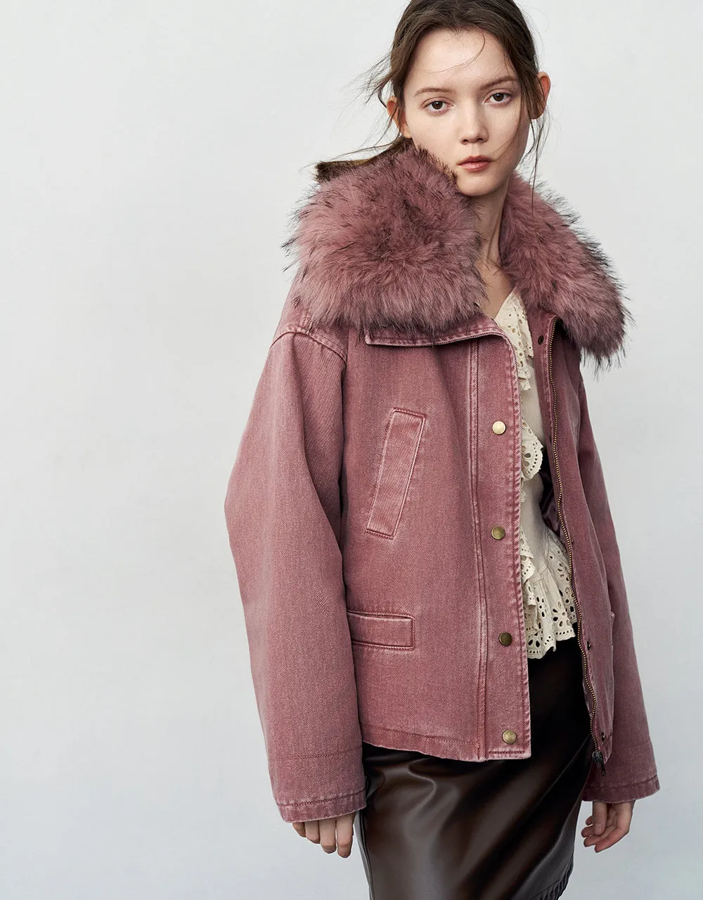 Hooded Oversized Denim Padded Coat sold by Urban Revivo product image thumbnail 3